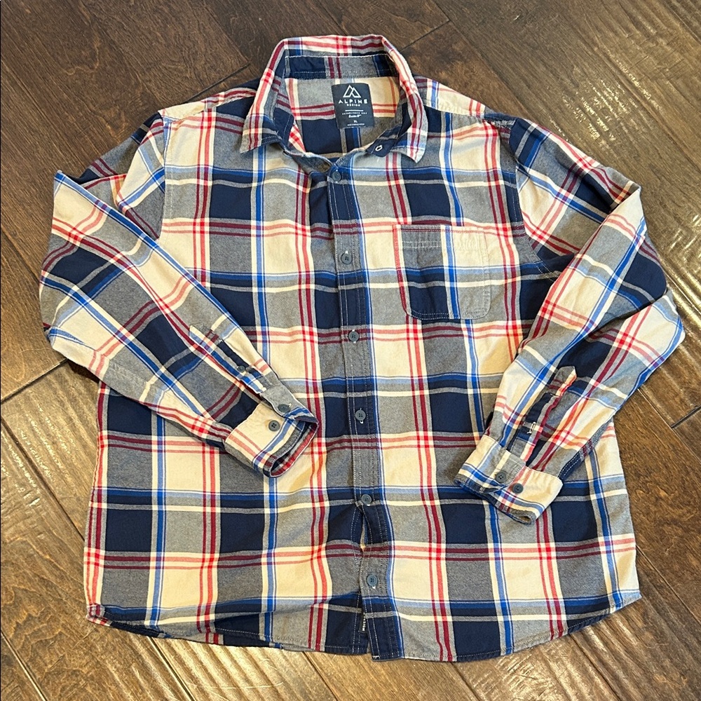 Alpine Design Navy and Red Plaid Casual Shirt